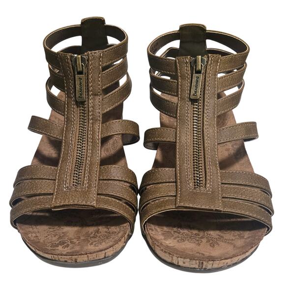 Bearpaw Layla II Cutest Light-Brown Leather Zip Gladiator Sandals Women Size 7 - Picture 1 of 8